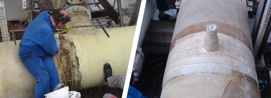Repair and reinforcement of a leaking 1500mm diameter seawater cooling system pipe at a petrochemical plant in Saudi Arabia